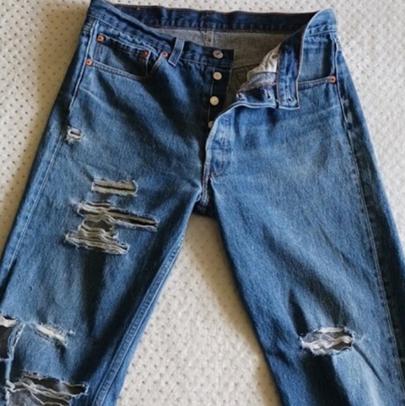 Vintage Levi's original 501s beautiful 😍 1991 34 years of wear and tear! - Picture 2 of 16
